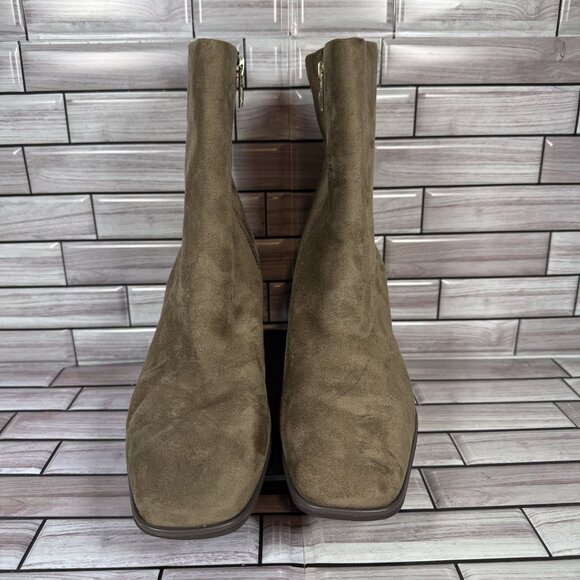 Nordstrom Rack Women's Brown Taupe Mid-Calf Side-Zip Square Toe Booties Size 10 - Picture 2 of 8